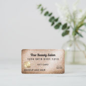 ユニーク金ゴールドグリッタークレジットカードのギフト証明書 名刺 (スタンド正面)