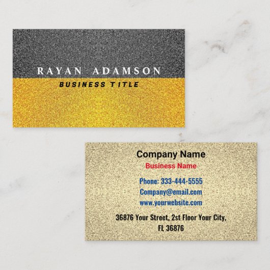 ユニーク金ゴールドブラックグリッター-プロフェッショナルラグジュアリー 名刺 (正面/裏面)