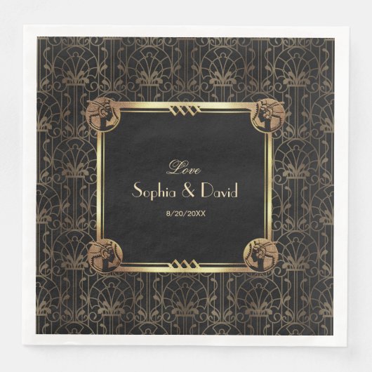 ユニーク金ゴールドブラック素晴らしギャツビー結婚アールデコ (正面)