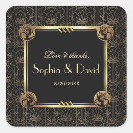 ユニーク金ゴールドブラック素晴らしギャツビー結婚アールデコ スクエアシール