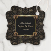 ユニーク金ゴールドブラック素晴らしギャツビー結婚アールデコ フェイバータグ (裏面)