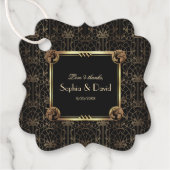 ユニーク金ゴールドブラック素晴らしギャツビー結婚アールデコ フェイバータグ (正面)