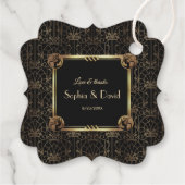 ユニーク金ゴールドブラック素晴らしギャツビー結婚アールデコ フェイバータグ (裏面)