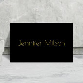 ユニーク金ゴールドミニマルタイポグラフィブラックプロフェッショナル 名刺