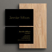 ユニーク金ゴールドミニマルタイポグラフィブラックプロフェッショナル 名刺