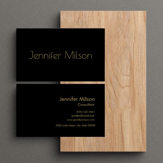 ユニーク金ゴールドミニマルタイポグラフィブラックプロフェッショナル 名刺