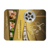 ユニーク金ゴールドムービー結婚リールの写真日付の保存 マグネット (横)