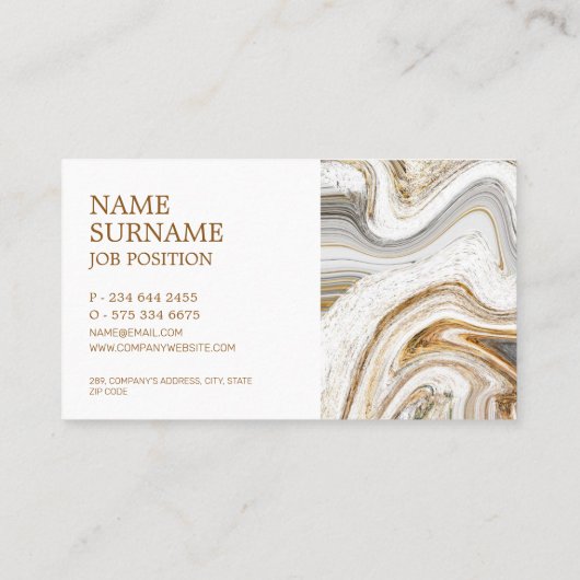 ユニーク金ゴールドレタリング金ゴールドアゲート抽象芸術 名刺 (裏面)