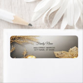 ユニーク金ゴールド装飾差出人住所ラベル ラベル (インサイチュ)