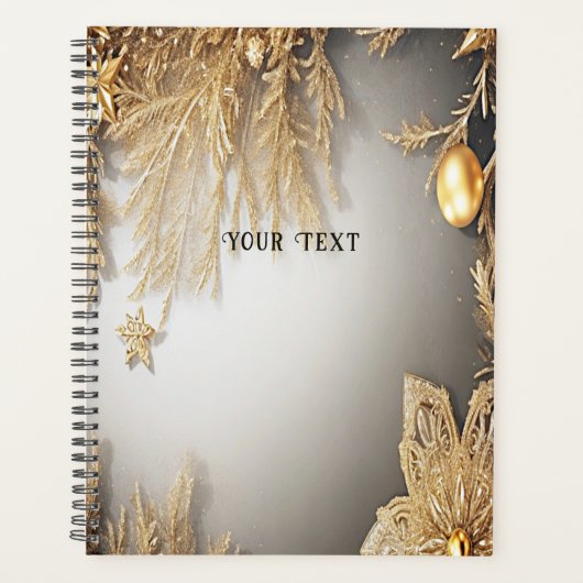 ユニーク金ゴールド飾り休日 プランナー手帳 (正面)