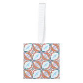 ユニーク錆、ティール（緑がかった色）、ライトブルー&ピンクパターンデザイン キューブオーナメント (正面)