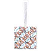 ユニーク錆、ティール（緑がかった色）、ライトブルー&ピンクパターンデザイン キューブオーナメント (右)