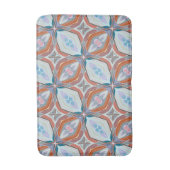 ユニーク錆、ティール(緑がかった色)、ライトブルー&ピンクパターンデザイン バスマット (正面縦)