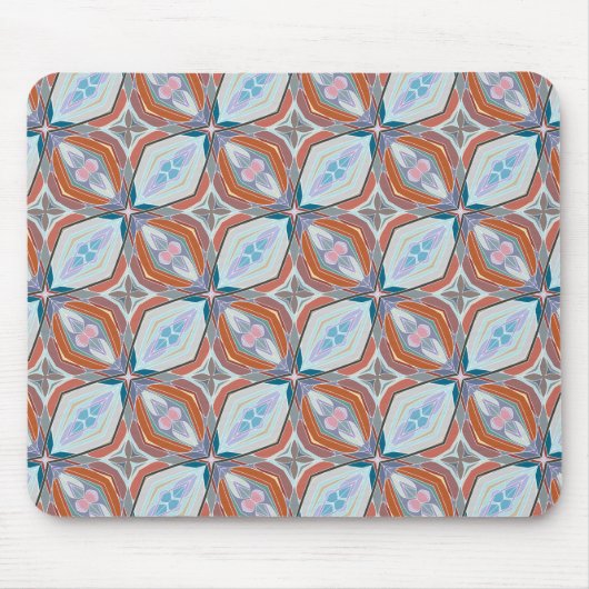 ユニーク錆、ティール(緑がかった色)、ライトブルー&ピンクパターンデザイン マウスパッド (正面)
