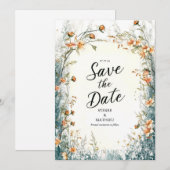 ユニーク開花ワイルドフラワー結婚ズ セーブザデート (正面/裏面)