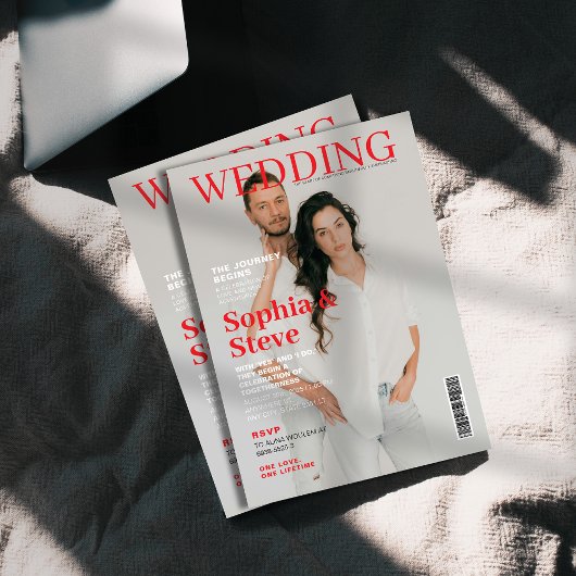 ユニーク雑誌表紙の写真結婚。 招待状
