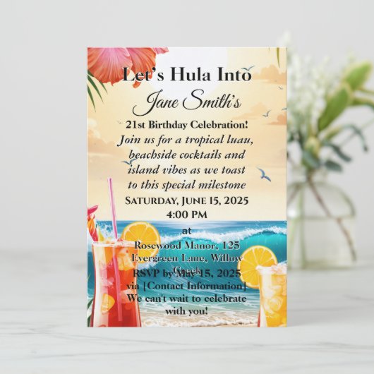 ユニーク21鮮やか歳スタイリッシュの誕生日 招待状 (スタンド正面)