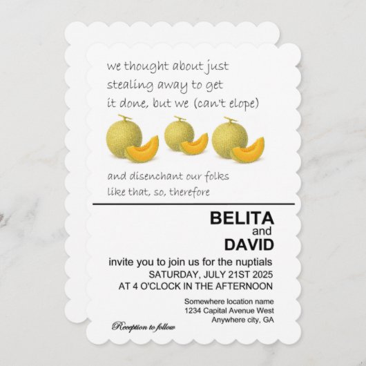 ユニーク,おもしろいカンタローペ結婚式招待状 招待状 (正面/裏面)