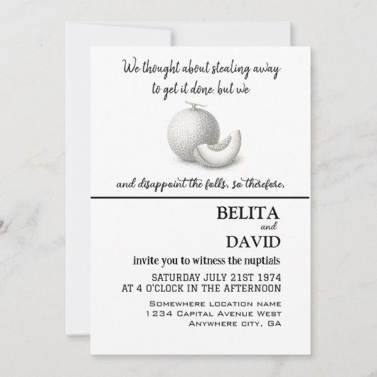 ユニーク、おもしろい結婚式招待状 招待状 (正面)