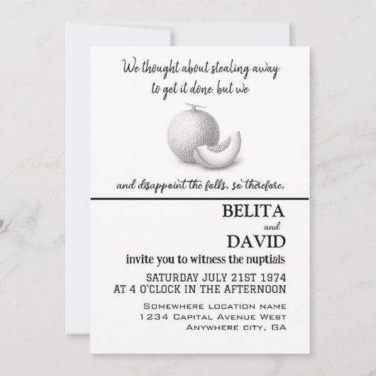 ユニーク、おもしろい結婚式招待状 招待状 (正面)