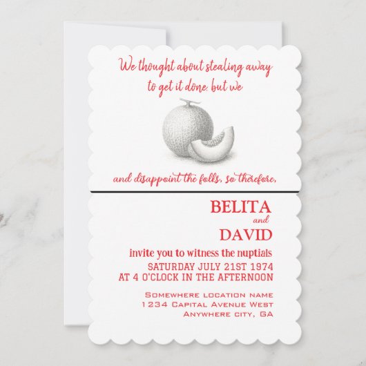 ユニーク、おもしろい結婚式招待状 招待状 (正面)