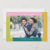 ユニーク カラフル シェイプ おしゃれ カップル フォト ウェディング 招待状 (正面)