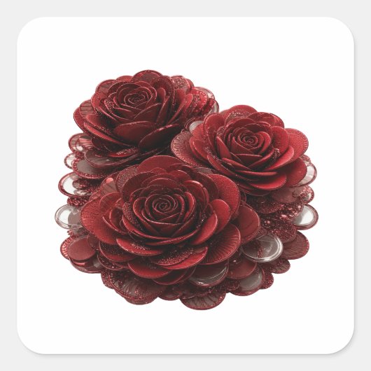 ユニーク シルバー RED ROSES AND COINS ステッカー 印刷 (正面)