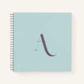 ユニーク タイポグラフィー モノグラムイニシャル パープル&ブルー ノートブック (正面)