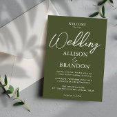 ユニーク ダークグリーン 手書き タイポグラフィー ウェディング 招待状