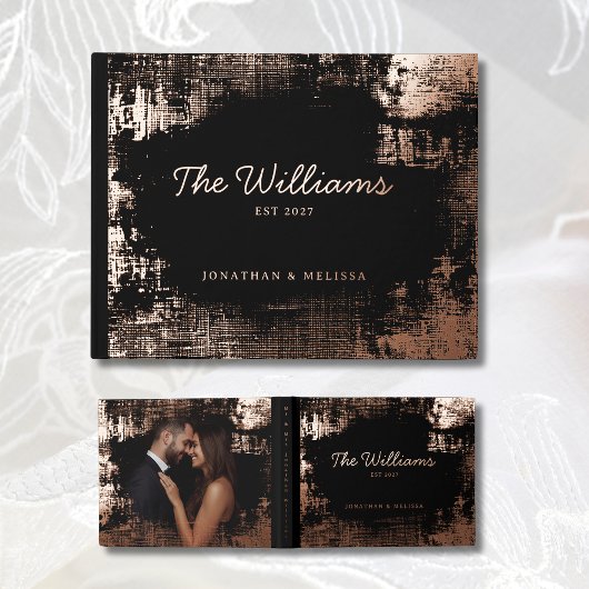 ユニーク テクスチャー ゲスト ブック ローズ ゴールド フォイル ゲストブック