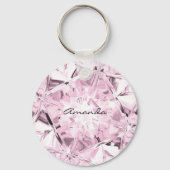 ユニーク パステル パープル ダイヤモンド カスタム ネーム モダン キーホルダー (裏面)