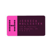 ユニーク&ピモダンンク&深いパープル差出人住所 ラベル (正面)