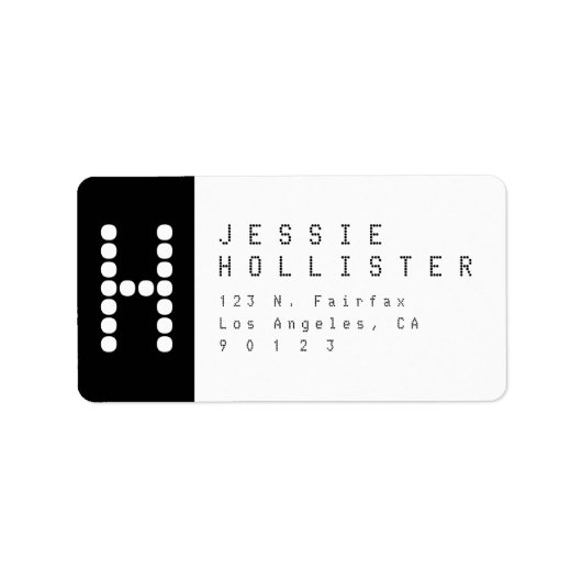 ユニーク&モダン |ブラック&ホワイト差出人住所 ラベル (正面)