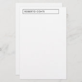 ユニーク モダン プレーン ミニマル ネーム 便箋 (正面/裏面)