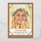 ユニーク モダン ミニマル 卒業発表 箔招待状 (正面)