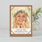 ユニーク モダン ミニマル 卒業発表 箔招待状 (立ち正面)