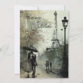 ユニーク ヴィンテージ フルール エ フイユ ウェディング インビテーション (裏面)