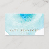 ユニーク 抽象的水彩 ターコイズブルー 名刺 (正面)