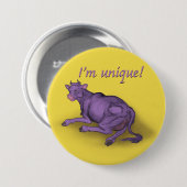 ユニーク! 紫色牛 缶バッジ (正面&裏面)