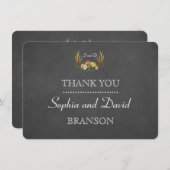 ユニーク〔雄ジカの〕枝角フローラチョーク結婚ありがとう サンキューカード (正面/裏面)