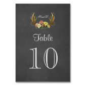 ユニーク〔雄ジカの〕枝角フローラ結婚チョークのテーブル番号 テーブルナンバー (正面)