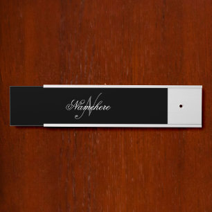 ユニーク Black and White Nameモノグラム サインプレート