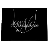 ユニーク Black and White Nameモノグラム ラージペーパーバッグ (正面)