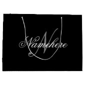 ユニーク Black and White Nameモノグラム ラージペーパーバッグ (裏面)