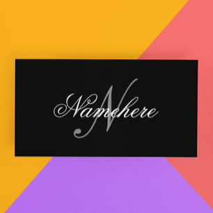 ユニーク Black and White Nameモノグラム 割引カード