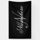 ユニーク Black and White Nameモノグラム 横断幕 (縦)