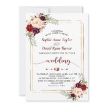 ユニークBurgundy Marsalaフローラの手書き結婚入力