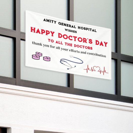 ユニークHappy Doctors Day 横断幕 (ビルの外側)