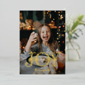 ユニークJoy書道写真クリスマス 箔シーズンカード (立ち正面)