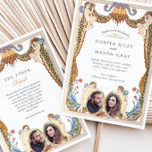 ユニークLeopard Print Cherub Photo結婚's 招待状